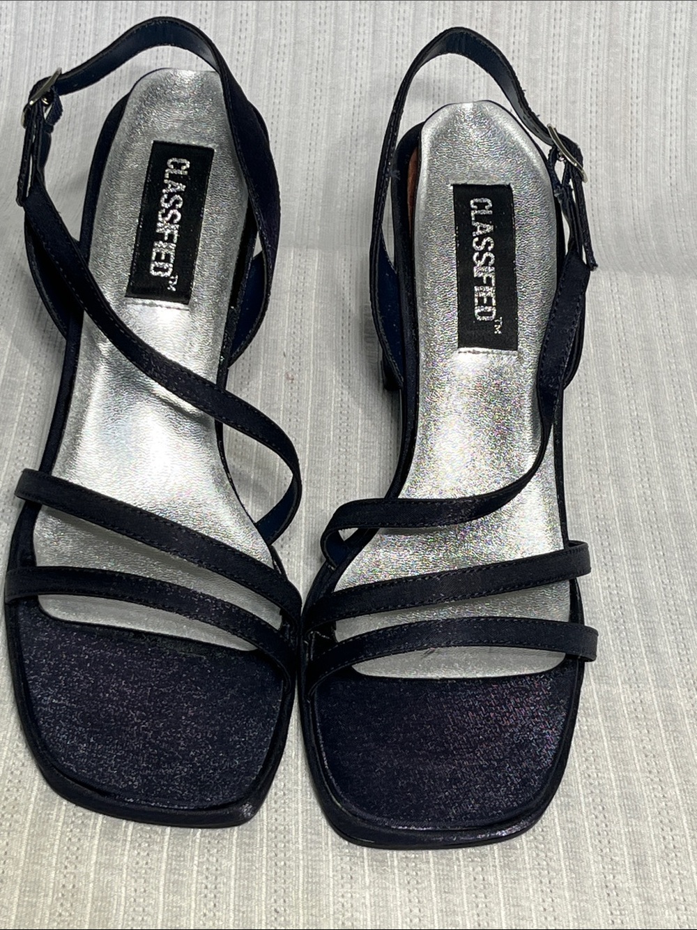 Classified Navy Strappy Slingback Heels- 10M